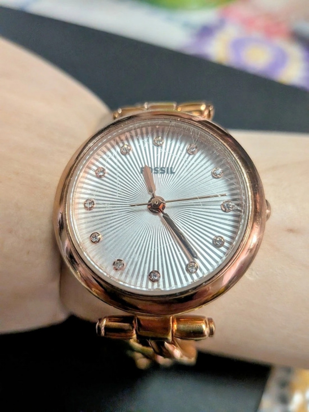 WORKING Fossil Rose Gold Olive Watch ES3350 - New Battery